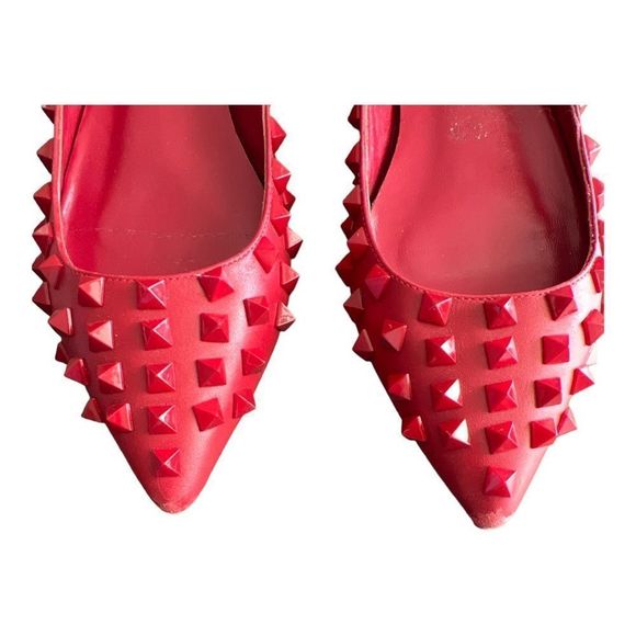 BY ZENITH Leather Ballet Red Studs Flats Woman’s Shoes Size 37. - Picture 6 of 7